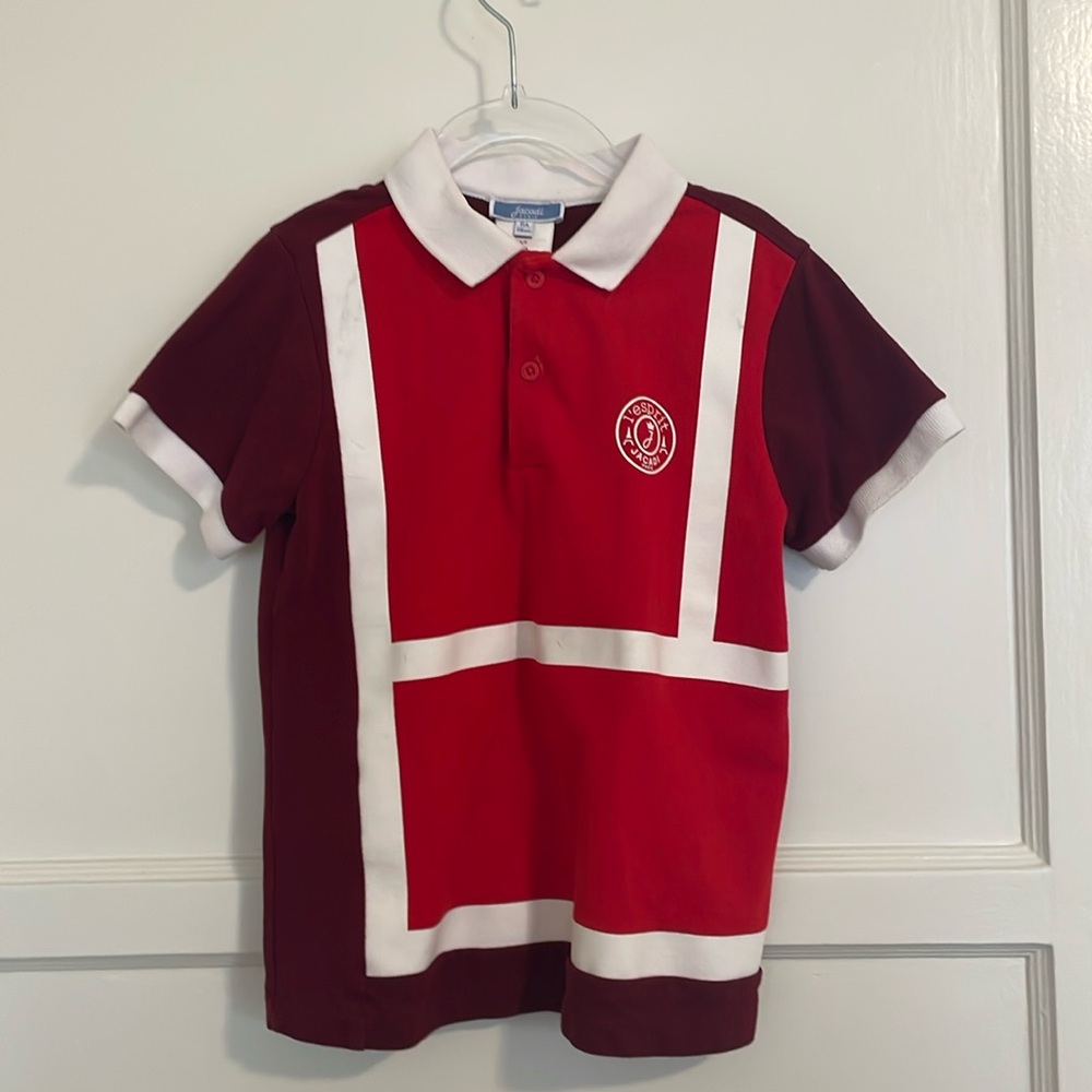 Jacadi Paris Boys Burgundy and Red Polo Shirt Size 6